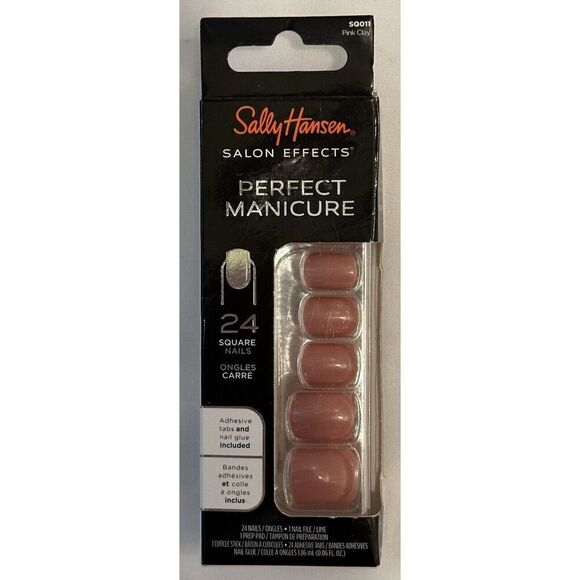 Sally Hansen Perfect Manicure Pink Clay Press-on Nails 24 pc NEW - Picture 1 of 2
